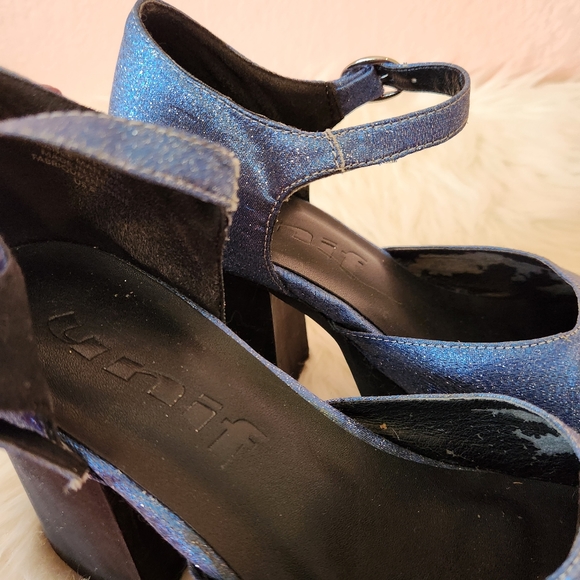 UNIF Blue Sparkly Glitter Stace Platform Mary Jane Retro 90s Shoes - Picture 7 of 11